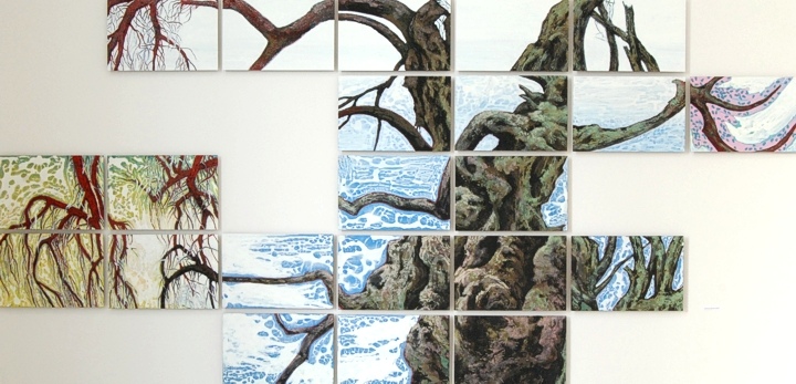 Old tree and the water 327x158 cm 2014